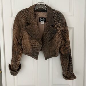 Philip Noel Vintage Brown Cropped Leather Jacket